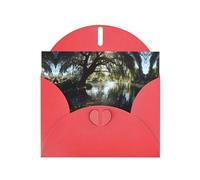 VVXBHGR Red Holiday greeting check blank card and pearl beautiful blank note block Goldfish under the willow tree prints