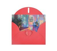 VVXBHGR Red Holiday greeting check blank card and pearl beautiful blank note block Gorgeous colorful light and shadow prints