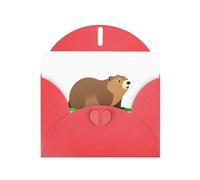 VVXBHGR Red Holiday greeting check blank card and pearl beautiful blank note block Groundhog on the lawn prints
