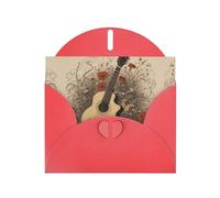 VVXBHGR Red Holiday greeting check blank card and pearl beautiful blank note block Guitar in the flowers prints