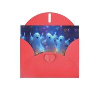 VVXBHGR Red Holiday greeting check blank card and pearl beautiful blank note block Happy dancing ghost prints