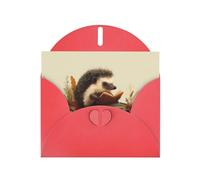 VVXBHGR Red Holiday greeting check blank card and pearl beautiful blank note block Hedgehog reading a book prints