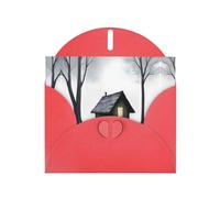 VVXBHGR Red Holiday greeting check blank card and pearl beautiful blank note block Horrible night prints