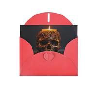 VVXBHGR Red Holiday greeting check blank card and pearl beautiful blank note block Iron and copper skull candle prints