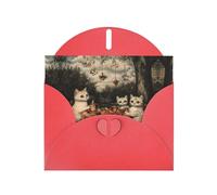 VVXBHGR Red Holiday greeting check blank card and pearl beautiful blank note block Kittens going on a field trip prints