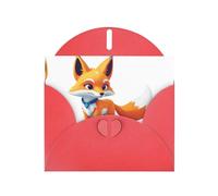 VVXBHGR Red Holiday greeting check blank card and pearl beautiful blank note block Little Fox prints
