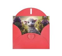 VVXBHGR Red Holiday greeting check blank card and pearl beautiful blank note block Little sheep in the vineyard prints