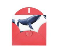 VVXBHGR Red Holiday greeting check blank card and pearl beautiful blank note block Polar ice whale prints