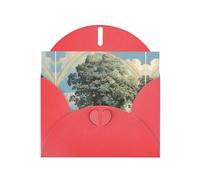 VVXBHGR Red Holiday greeting check blank card and pearl beautiful blank note block Rainbow beside the tree prints