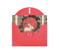 VVXBHGR Red Holiday greeting check blank card and pearl beautiful blank note block Resurrection Animal Hole prints