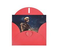 VVXBHGR Red Holiday greeting check blank card and pearl beautiful blank note block Skull on the Galaxy prints