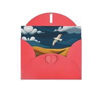 VVXBHGR Red Holiday greeting check blank card and pearl beautiful blank note block Skylarks fly over the wheat fields prints