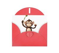 VVXBHGR Red Holiday greeting check blank card and pearl beautiful blank note block Smart little monkey prints