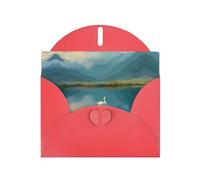 VVXBHGR Red Holiday greeting check blank card and pearl beautiful blank note block Swan in the light of the lake prints