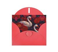 VVXBHGR Red Holiday greeting check blank card and pearl beautiful blank note block Swan Rose prints