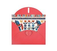 VVXBHGR Red Holiday greeting check blank card and pearl beautiful blank note block Swedish Dala Horse Folk prints