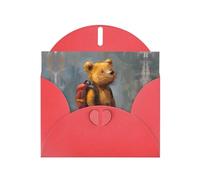 VVXBHGR Red Holiday greeting check blank card and pearl beautiful blank note block The little bear traveling around the world prints