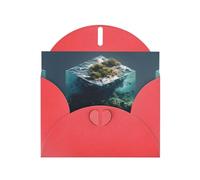 VVXBHGR Red Holiday greeting check blank card and pearl beautiful blank note block The ocean in the cube prints