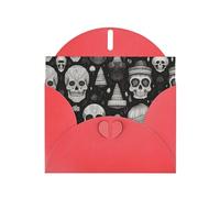 VVXBHGR Red Holiday greeting check blank card and pearl beautiful blank note block Various skulls prints