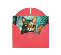 VVXBHGR Red Holiday greeting check blank card and pearl beautiful blank note block watercolor cat prints