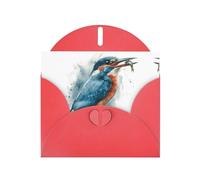 VVXBHGR Red Holiday greeting check blank card and pearl beautiful blank note block Watercolor kingfisher with prey prints