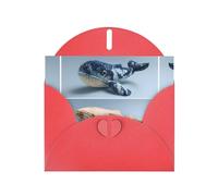 VVXBHGR Red Holiday greeting check blank card and pearl beautiful blank note block Weaving Whales prints