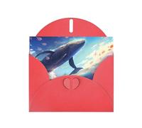 VVXBHGR Red Holiday greeting check blank card and pearl beautiful blank note block Whales swimming under the sea prints