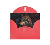 VVXBHGR Red Holiday greeting check blank card and pearl beautiful blank note block Wolf among the red roses prints
