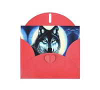 VVXBHGR Red Holiday greeting check blank card and pearl beautiful blank note block wolf under moon prints