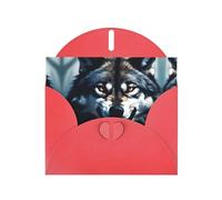 VVXBHGR Red Holiday greeting check blank card and pearl beautiful blank note block Wolf With Bared Fangs prints