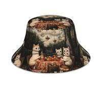 VVXBHGR Reflective Double-Sided Bucket hat Kittens Going on a Field Trip Prints Foldable for Beach, Camping Black