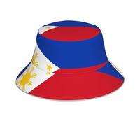 VVXBHGR Reflective Double-Sided Bucket hat Philippine Flag Prints Foldable for Beach, Camping Black