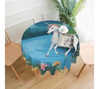 VVXBHGR running unicorns Prints Round Decorative Tablecloth 60 in for Indoor and Outdoor Dining, Parties, Weddings
