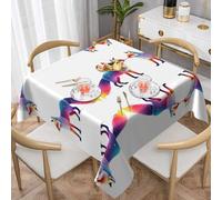 VVXBHGR Starry Fox Prints Square Decorative Tablecloth 54"x54" Waterproof, Wrinkle-Resistant, Reusable for Coffee Shops, Buffet, Picnics, Weddings, Parties