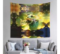 VVXBHGR Tapestry Frog on a Lotus Leaf Prints 60x51in Soft,Lightweight for Indoor & Outdoor Use. for Bedroom, Dorm Decor, Beach Throws, Picnic Cloths