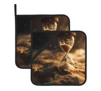 VVXBHGR The hourglass sands of time Prints Square heat-proof pot holders (set of two) 8x8 in : Quality fabrics, Anti-scalding and easy to clean
