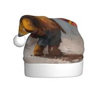 VVXBHGR The little bear traveling around the world Prints Christmas Hat for Adult material is soft and lightweight