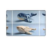 VVXBHGR Weaving Whales Prints Flannel Fabric Carpet 60x39in Floor Mat for Living Room, Office, Coffee Table, Bed, Balcony
