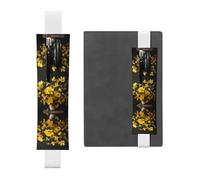 VVXBHGR White Bright Yellow Bouquet Prints PVC Leather Pencil case Bookmark 2-in-1 Anti Slip Storage Essential for Travel Accounts