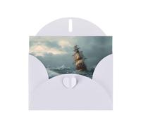 VVXBHGR White Holiday greeting check blank card and pearl beautiful blank note block A ship in the storm prints