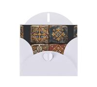VVXBHGR White Holiday greeting check blank card and pearl beautiful blank note block Ancient tiles prints