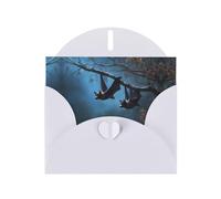 VVXBHGR White Holiday greeting check blank card and pearl beautiful blank note block Bats in the treetops prints