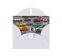 VVXBHGR White Holiday greeting check blank card and pearl beautiful blank note block Crazy Retro Cars prints