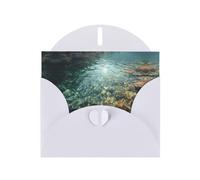 VVXBHGR White Holiday greeting check blank card and pearl beautiful blank note block Crystal clear lake water prints