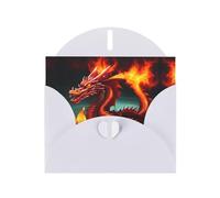 VVXBHGR White Holiday greeting check blank card and pearl beautiful blank note block Dragon King in Fire prints