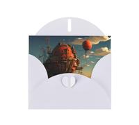 VVXBHGR White Holiday greeting check blank card and pearl beautiful blank note block Fortress on the sea prints