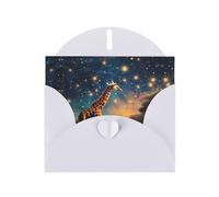 VVXBHGR White Holiday greeting check blank card and pearl beautiful blank note block Giraffe chasing stars prints