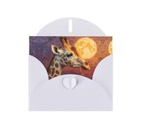 VVXBHGR White Holiday greeting check blank card and pearl beautiful blank note block Giraffe looking at the moon prints
