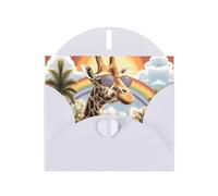 VVXBHGR White Holiday greeting check blank card and pearl beautiful blank note block Giraffe under the rainbow prints