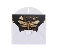 VVXBHGR White Holiday greeting check blank card and pearl beautiful blank note block Gold Exquisite Dragonfly prints